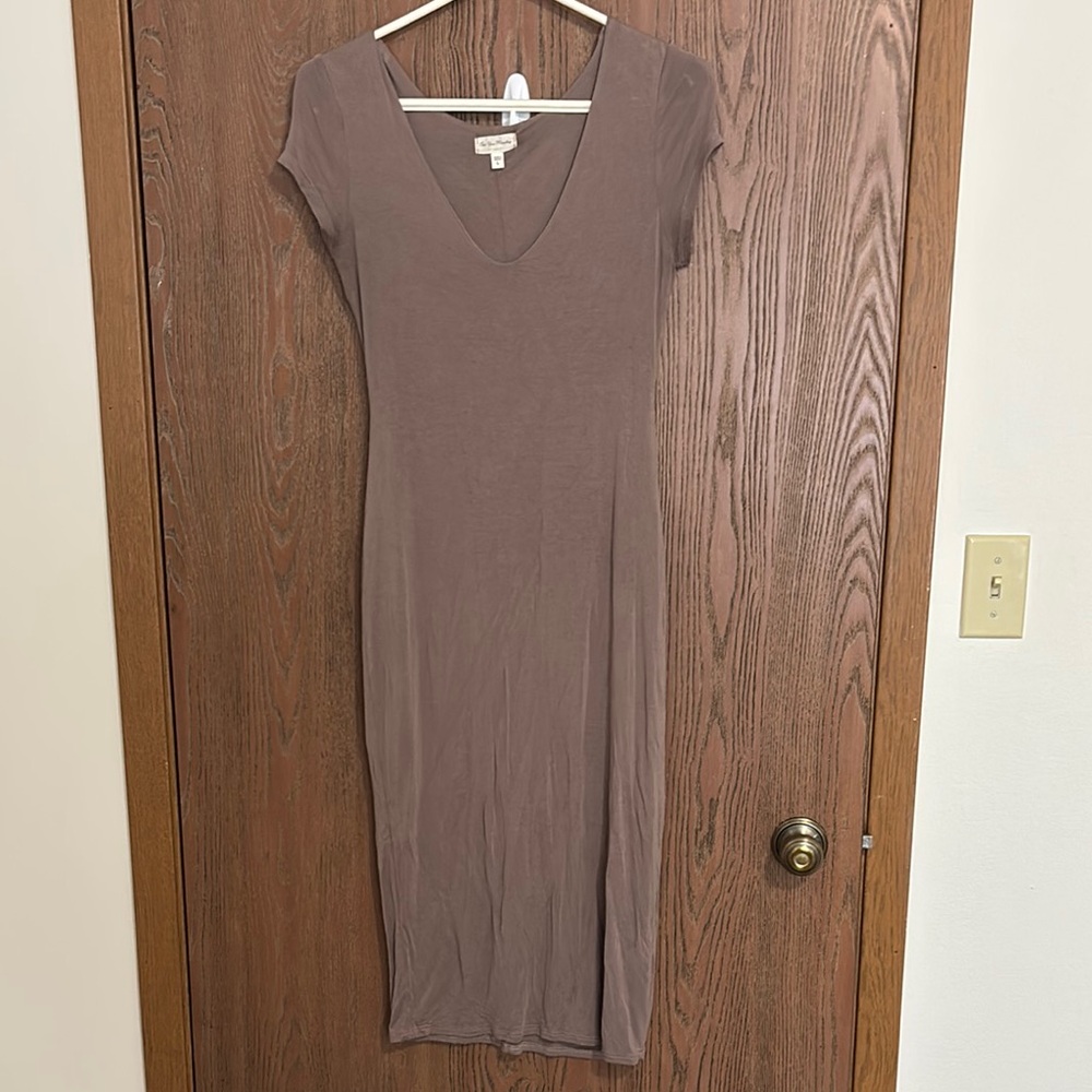 See You Monday Pink Bodycon Midi Dress V-Neck Short Sleeve